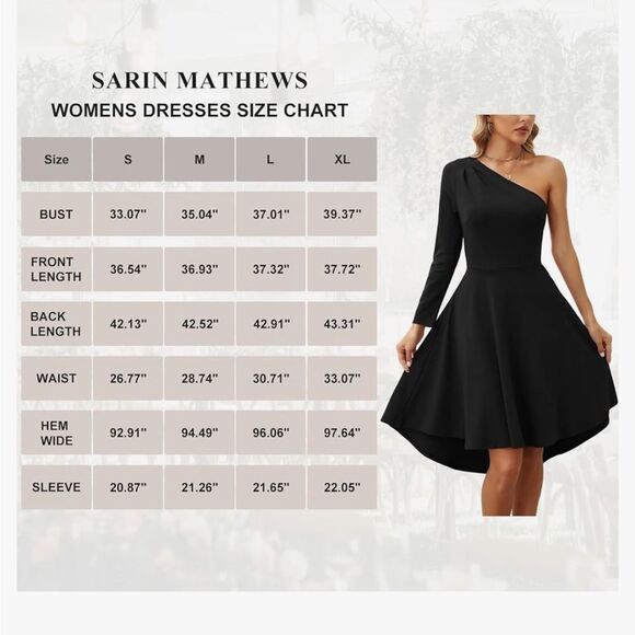 Host Pick-NWT Sarin Matthews One Shoulder Long Sleeve Black Dress - Small - Picture 4 of 12